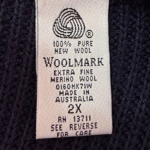 Valerie Stevens Merino Wool Extra Fine Cardigan Button Front Navy Blue Women 2X - Picture 5 of 6